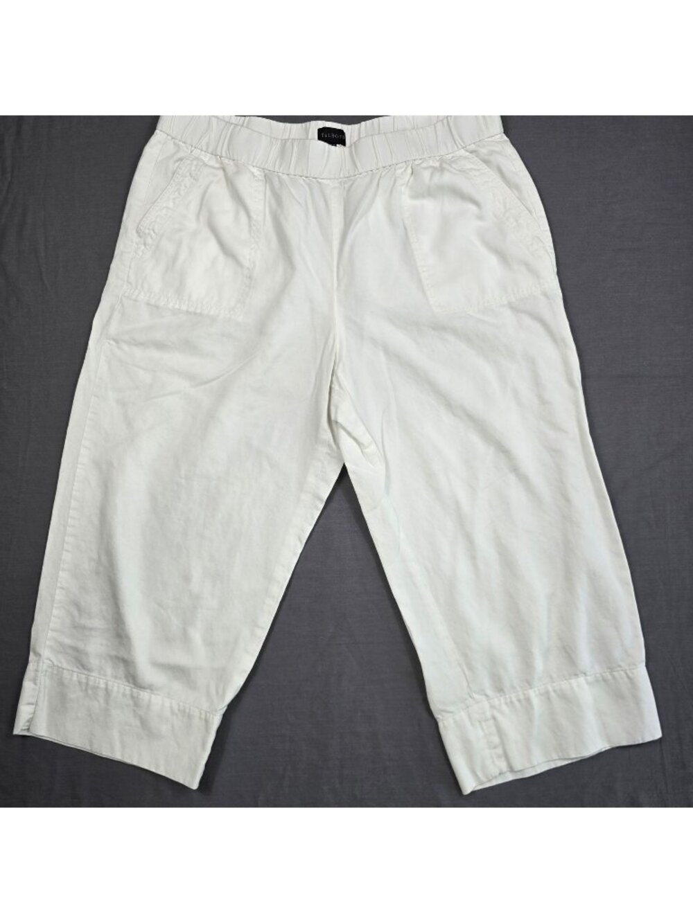 Talbots XLP Petite Womens Cropped Pull-On Pants White Pockets